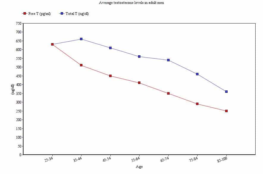 Chart - Average testosterone levels in adult men