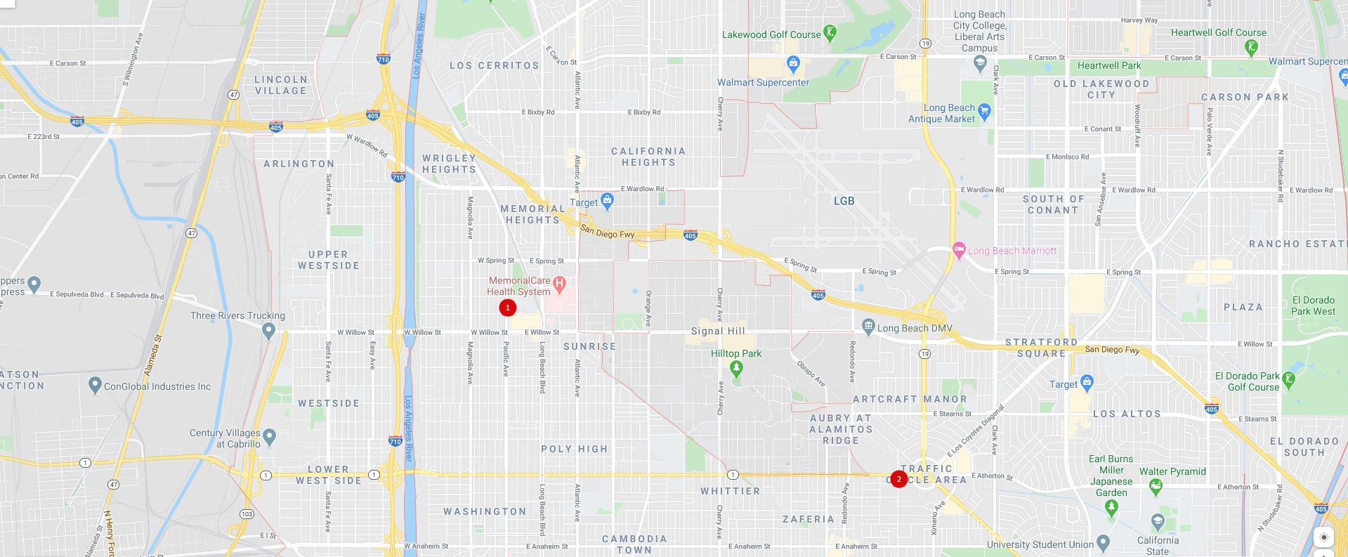 Long Beach Lab Points Map