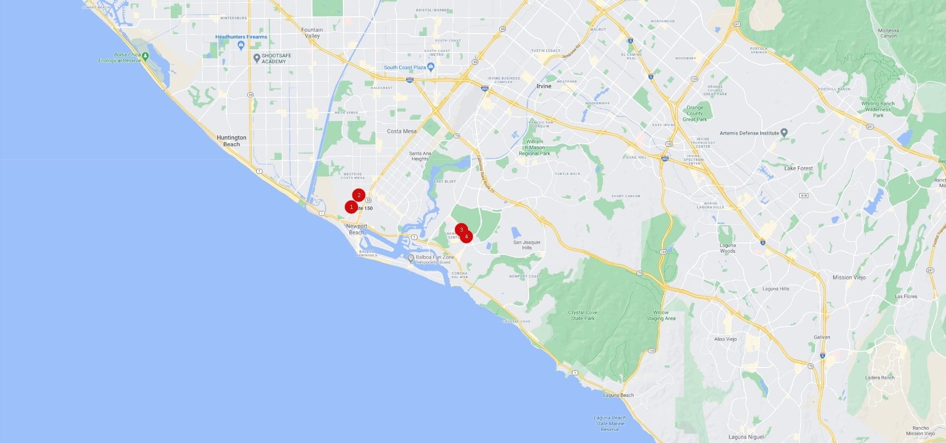 Newport Beach Lab Corp Locations Map