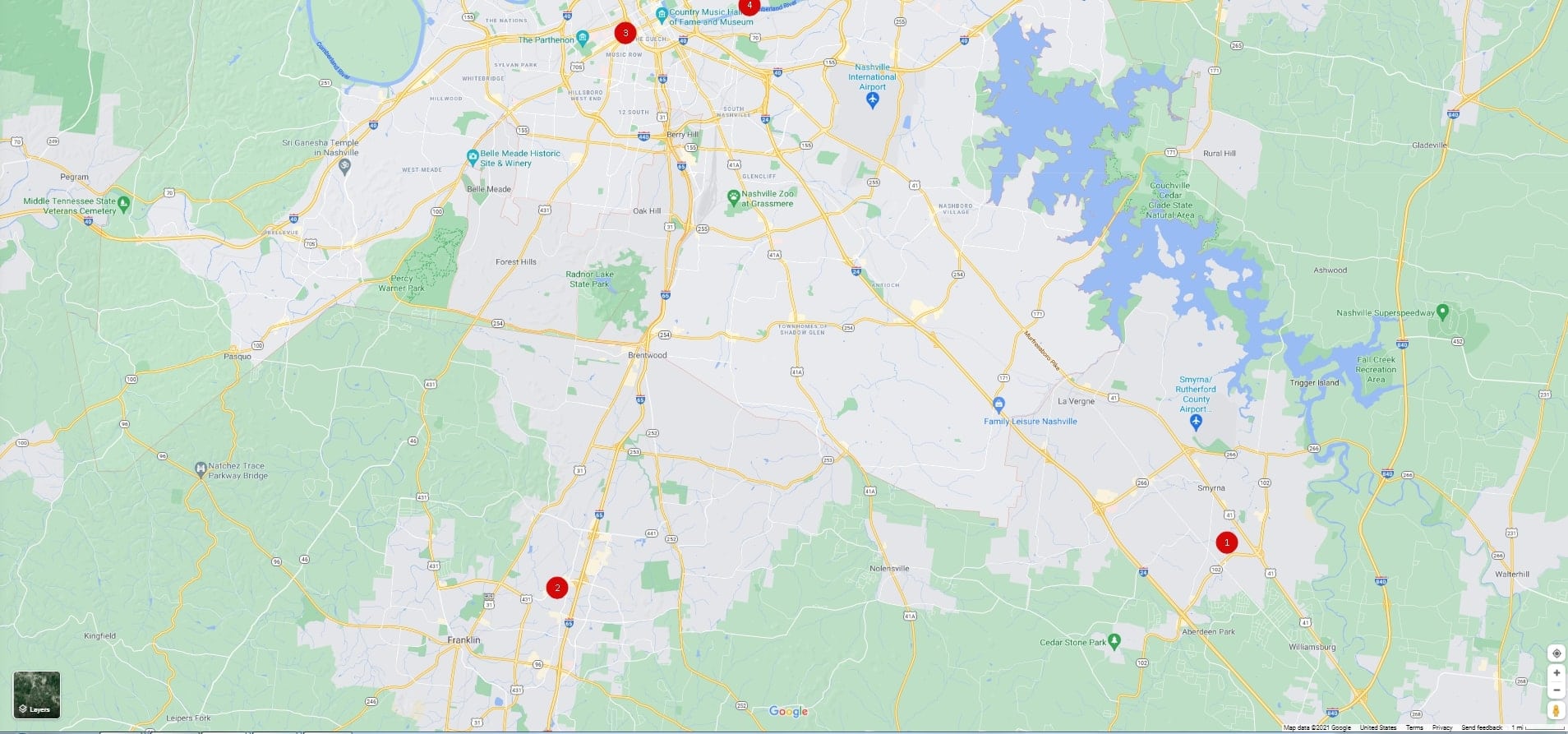 LabCorp & Wallgreens Map Points - Nashville