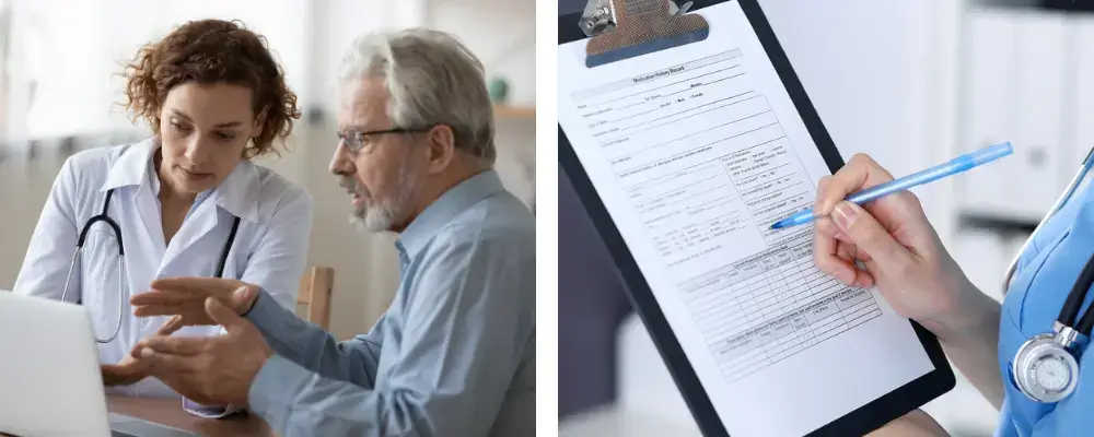 Doctor discussing CJC-1295 therapy and prescription requirements with a patient during a medical consultation