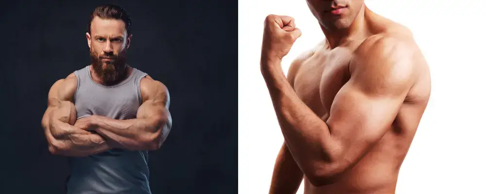 Muscular men representing muscle gain and retention benefits associated with HGH therapy for men over 40