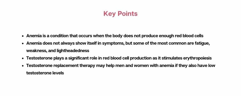 key points about anemia and low testosterone