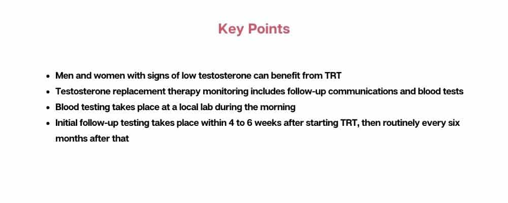 key points about blood testing during trt