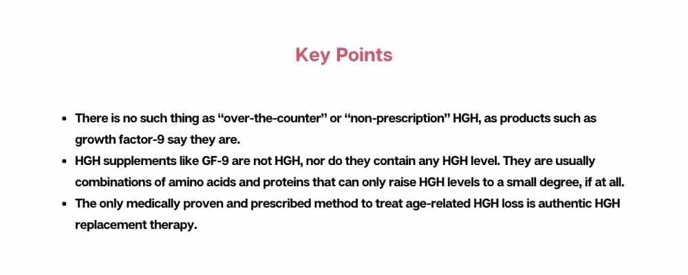 key points about gf-9 and hgh levels