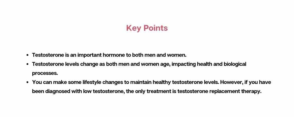 key points about healthy testosterone levels in men and women