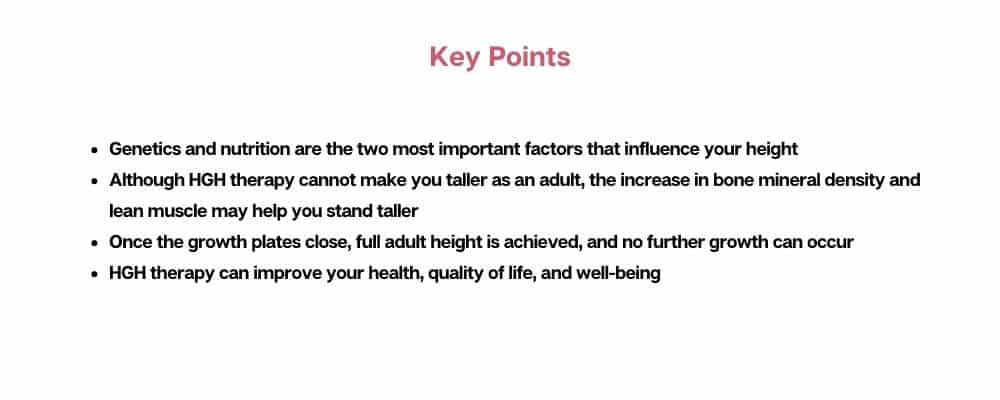 key points about hgh and height in adulthood