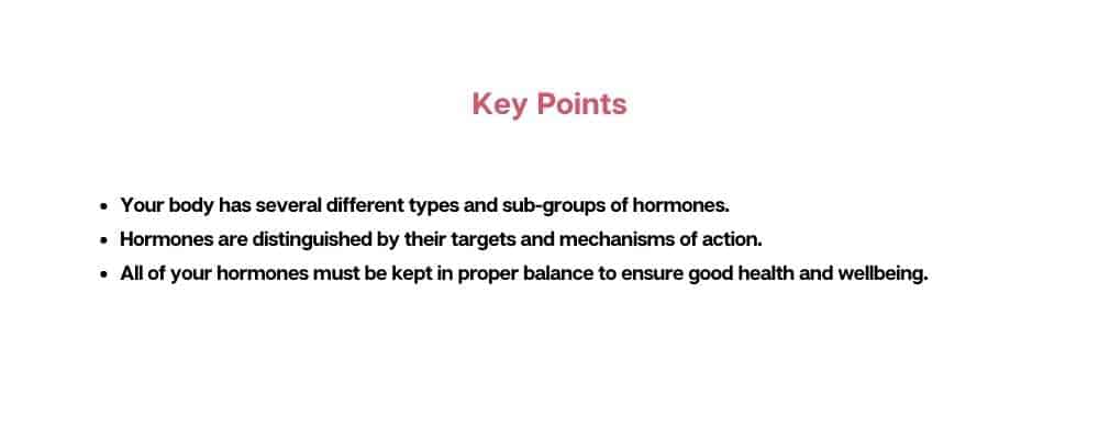 key points about the different types of hormones